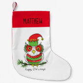 Owl Kerstmis Cute Funny Holiday Kleine Kerstsok (Voorkant)