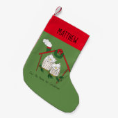 Owl Kerstmis Cute Funny Holiday Kleine Kerstsok (Voorkant (Hangend))
