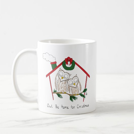 Owl Kerstmis Cute Funny Holiday Koffiemok (Links)