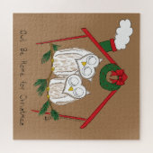 Owl Kerstmis Cute Funny Holiday Legpuzzel (Horizontaal)