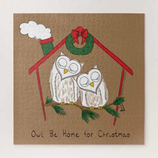 Owl Kerstmis Cute Funny Holiday Legpuzzel (Verticaal)