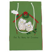 Owl Kerstmis Cute Funny Holiday Medium Cadeauzakje (Voorkant)