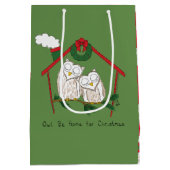 Owl Kerstmis Cute Funny Holiday Medium Cadeauzakje (Achterkant)