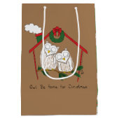 Owl Kerstmis Cute Funny Holiday Medium Cadeauzakje (Achterkant)