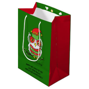 Owl Kerstmis Cute Funny Holiday Medium Cadeauzakje