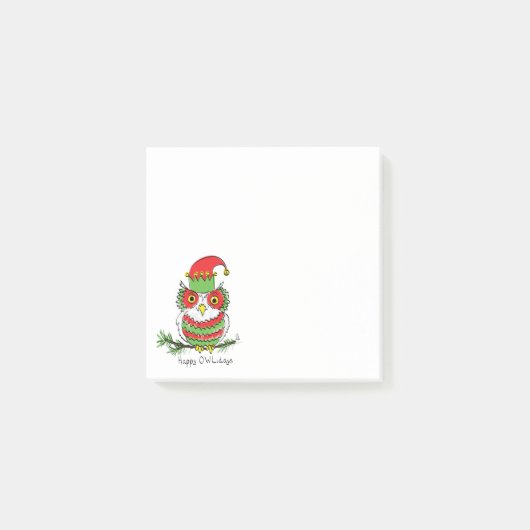 Owl Kerstmis Cute Funny Holiday Post-it® Notes (Voorkant)