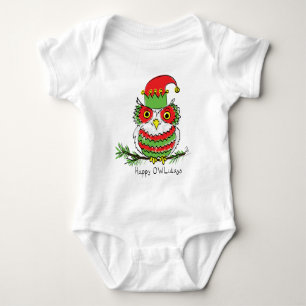 Owl Kerstmis Cute Funny Holiday Romper