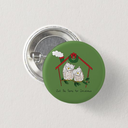 Owl Kerstmis Cute Funny Holiday Ronde Button 3,2 Cm (Voorkant /achterkant)