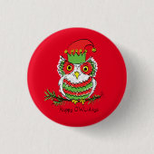 Owl Kerstmis Cute Funny Holiday Ronde Button 3,2 Cm (Voorkant)