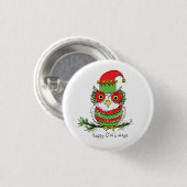 Owl Kerstmis Cute Funny Holiday Ronde Button 3,2 Cm (Voorkant /achterkant)