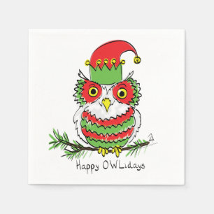 Owl Kerstmis Cute Funny Holiday Servet
