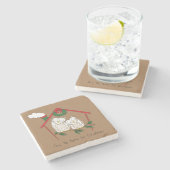 Owl Kerstmis Cute Funny Holiday Stenen Onderzetter (Zijkant)