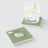 Owl Kerstmis Cute Funny Holiday Stenen Onderzetter (Zijkant)