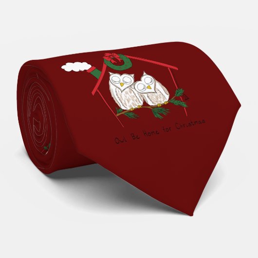 Owl Kerstmis Cute Funny Holiday Stropdas (Opgerold)