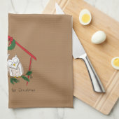 Owl Kerstmis Cute Funny Holiday Theedoek (Quarter Fold)
