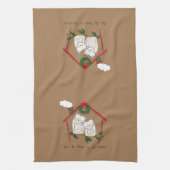 Owl Kerstmis Cute Funny Holiday Theedoek (Verticaal)