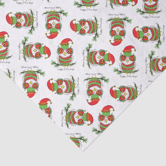 Owl Kerstmis Cute Funny Holiday Tissuepapier (Detail)