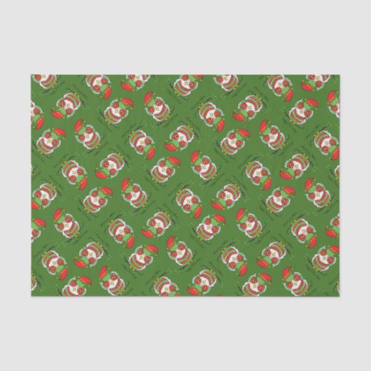 Owl Kerstmis Cute Funny Holiday Tissuepapier (Voorkant)