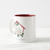 Owl Kerstmis Cute Funny Holiday Tweekleurige Koffiemok (Voorkant links)