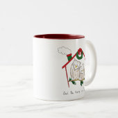 Owl Kerstmis Cute Funny Holiday Tweekleurige Koffiemok (Voorkant rechts)