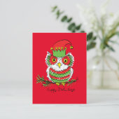 Owl Kerstmis Cute Funny Kinder Briefkaart (Staand voorkant)