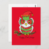 Owl Kerstmis Cute Funny Kinder Briefkaart (Voorkant / Achterkant)
