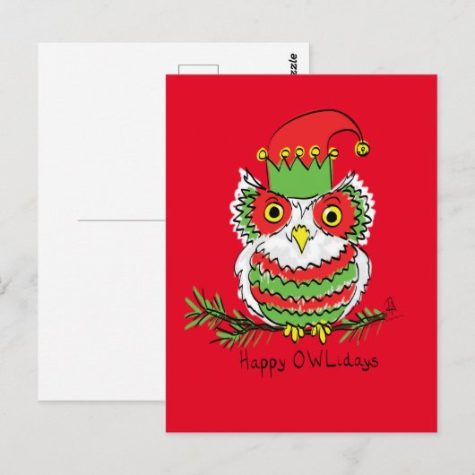 Owl Kerstmis Cute Funny Kinder Briefkaart (Voorkant / Achterkant)