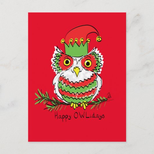 Owl Kerstmis Cute Funny Kinder Briefkaart (Voorkant)