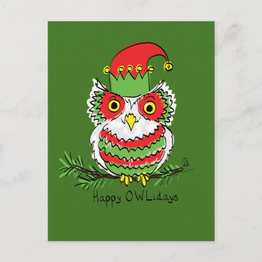 Owl Kerstmis Cute Funny Kinder Briefkaart (Voorkant)