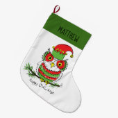 Owl Kerstmis Cute Funny Kinder Grote Kerstsok (Voorkant (Hangend))