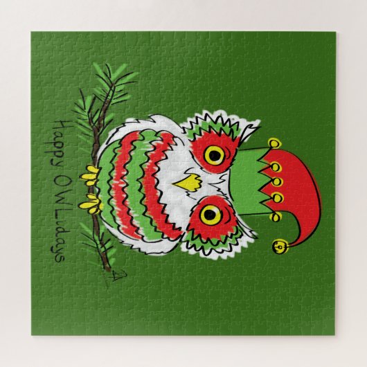 Owl Kerstmis Cute Funny Kinder Legpuzzel (Horizontaal)