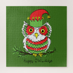 Owl Kerstmis Cute Funny Kinder Legpuzzel