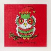 Owl Kerstmis Cute Funny Kinder Legpuzzel (Verticaal)