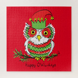 Owl Kerstmis Cute Funny Kinder Legpuzzel