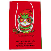 Owl Kerstmis Cute Funny Kinder Medium Cadeauzakje (Voorkant)