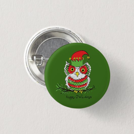 Owl Kerstmis Cute Funny Kinder Ronde Button 3,2 Cm (Voorkant /achterkant)