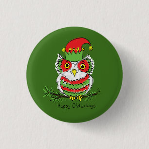 Owl Kerstmis Cute Funny Kinder Ronde Button 3,2 Cm