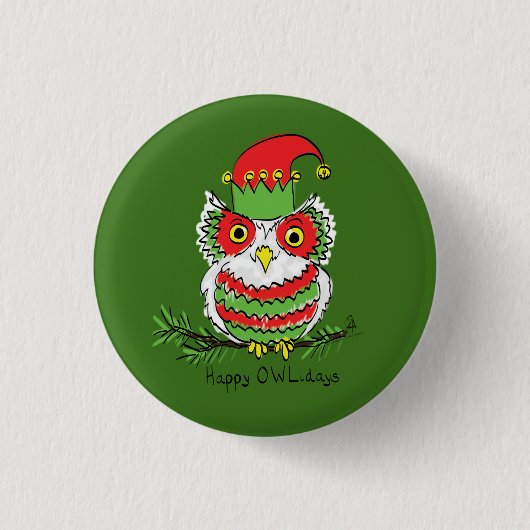 Owl Kerstmis Cute Funny Kinder Ronde Button 3,2 Cm (Voorkant)