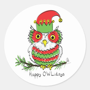 Owl Kerstmis Cute Funny Kinder Ronde Sticker