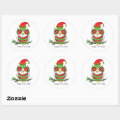 Owl Kerstmis Cute Funny Kinder Ronde Sticker (Vel)