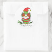 Owl Kerstmis Cute Funny Kinder Ronde Sticker (Tas)