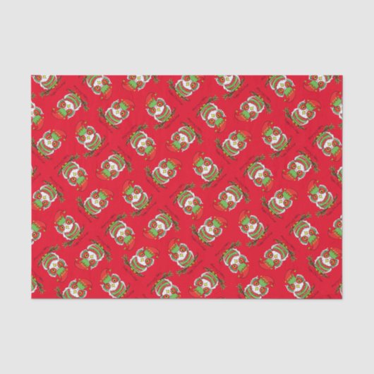 Owl Kerstmis Cute Funny Kinder Tissuepapier (Voorkant)