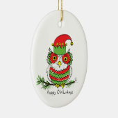 Owl Kerstmis Funny Cartoon Keramisch Ornament (Rechts)