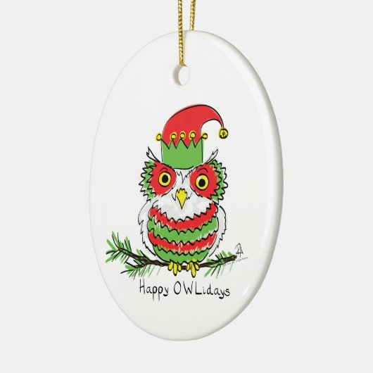 Owl Kerstmis Funny Cartoon Keramisch Ornament (Links)
