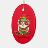 Owl Kerstmis Funny Cartoon Keramisch Ornament (Links)