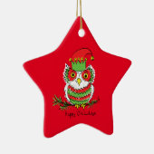 Owl Kerstmis Funny Cartoon Keramisch Ornament (Rechts)