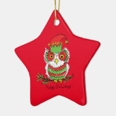 Owl Kerstmis Funny Cartoon Keramisch Ornament (Links)