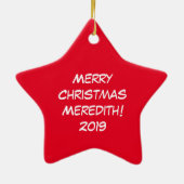 Owl Kerstmis Funny Cartoon Keramisch Ornament (Achterkant)