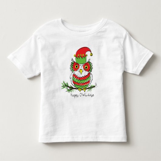Owl Kerstmis Funny Cartoon Kinder Shirts (Voorkant)