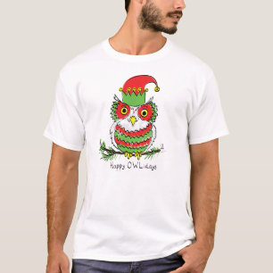 Owl Kerstmis Funny Cartoon T-shirt